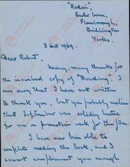 Lacey, James. Carta a Robert Wright, 3 octubre 1969