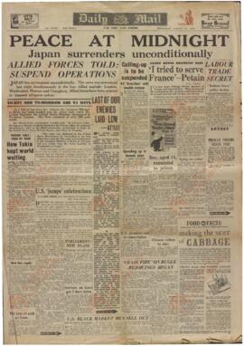 "Daily Mail", 15 de Agosto de 1945, "Paz a Medianoche".