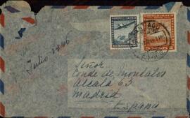 Vapor Uruguay. Sancho Contreras, Eduardo. Carta de Raquel Claro Velasco (esposa) a Rafael Sancho Contreras, conde de Montalvo (hermano) y su esposa. 20 junio 1946