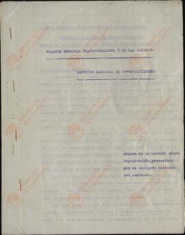 Girón de Velasco, José Antonio. Estudio de organización del Servicio Nacional de Excombatientes. FET y de las JONS. 28 agosto 1939