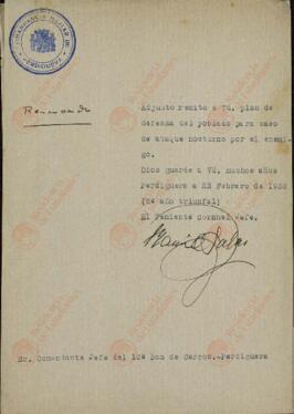 Salas?, Manuel? Plan de defensa de Perdiguera. 11 febrero 1938 (Guerra Civil).