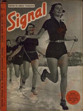 Signal. "K.d.F. (La fuerza a través de alegría). Los ejercicios de gimnasia incluso en la nieve". 2º nº Marzo 1941.