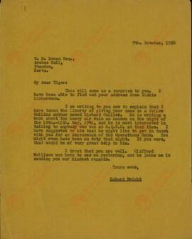 Wright, Robert. Carta a C. M. Leman, 21 enero 1959