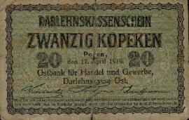 Certificado de caja de Darlehn. Veinte copec. 17 abril 1916