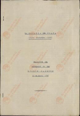 Informe sobre la Batalla del Río de la Plata (13-17 de Diciembre de 1939), traducido de un suplemento de "The London Gazette" del 17 de Junio de 1947