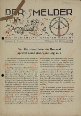 "El Mensajero. Hoja de noticias de nuestra división. n.º: 51. 21 febrero 1945"