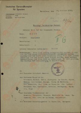 Consulado General Alemán para España: "Atención! Persona sospechosa!" 1940
