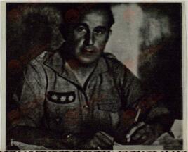 3 fotografías:1) General José Enrique Varela 2) Dos militares del bando nacional, posiblemente Eduardo Sanz Buruaga y Alfredo Kindelán 3) Hans H. Lammers, Goebbels y Hitler en unas gradas rodeados de otros soldados y camaradas nazis