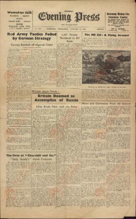 Evening Press. Guernsey, 12 enero 1944. "Las tácticas del ejército rojo frustradas por la estrategia alemana."