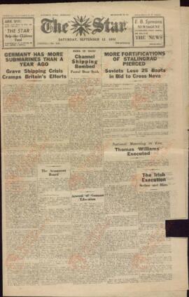 "The Star", el Periódico de la vieja Guernsey. 12 septiembre 1942. "Alemania tiene más sunbmarinos que hace un año."