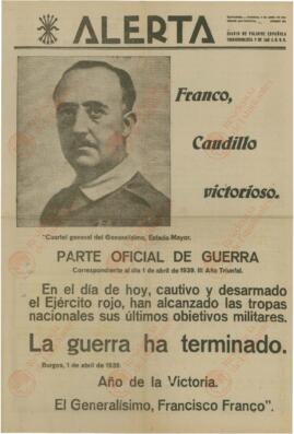 Alerta. Diario de Falange Española Tradicionalista y de las J.O.N.S. (Especial del día de la victoria). 2 Abril 1939