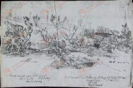 Müller, Herbert. Carpeta con dibujos a carboncillo, documentos, mapas, etc.