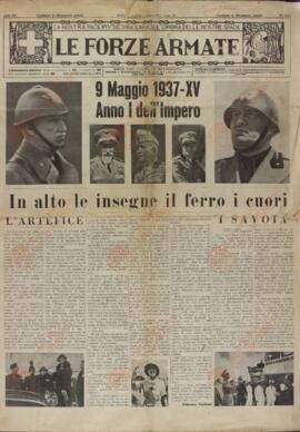 Le Forze Armate. "9 Mayo 1937-XV. Año I del Imperio". Viernes 7 Mayo 1937