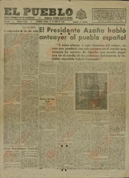 El Pueblo. "El Presidente Azaña habló anteayer al pueblo español", 20 julio 1937.