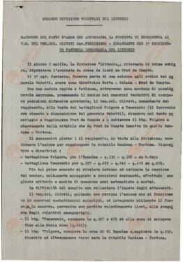 Comando de División de voluntarios del Littorio. Informe firmado por el General Bergonzoli