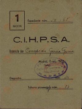 García García, Concepción. Cupón de 1 ración. Madrid, enero 1952