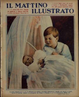 Il Mattino Illustrato. "La primera fotografía de S. A. R. el Príncipe de Nápoles, Vittorio Emmanuele, realizada en el Palacio Real de Nápoles...". 28 de febrero-8 de marzo de 1937.