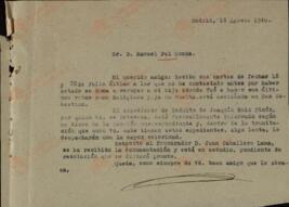 Fal Conde, Manuel (1894-1975). A Alejandro Gallo. Madrid, julio y agosto 1940