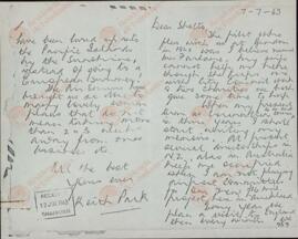 Park, Keith. Carta a Sholto Douglas, 7 julio 1963