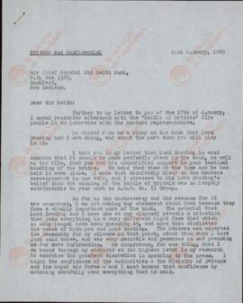 Wright, Robert. Carta a Keith Park, 21 enero, 1969