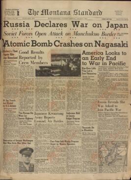 The Montana Standard. "La Bomba Atómica cae en Nagasaki". 9 agosto 1945