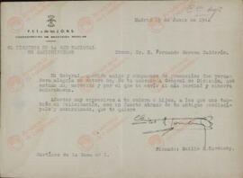 Carta del Coronel Emilio Rodríguez Tarduchy al Coronel Fernando Moreno Calderón, felicitándolo por su ascenso a General. Madrid, 19 de Junio de 1942