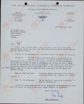 Cunningham, John. "Carta a Robert Wright". 19 Febrero 1957