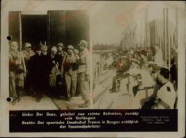 Mussolini recién liberado en el Gran Sasso por los alemanes y Franco en Burgos