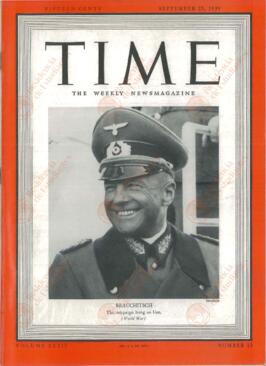 Time, 25 de Septiembre de 1939: "Brauchitsch"