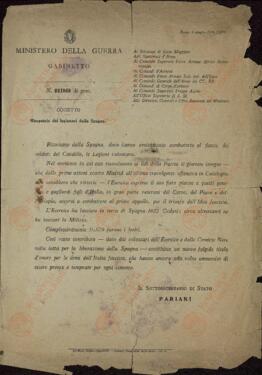 Pariani. "Repatriación de legionarios de España. Roma, 6 junio 1939"