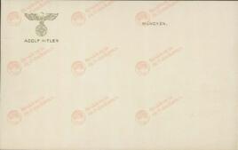 Hitler, Adolf. (1889-1945). Tarjeta cancillería III Reich. Berlín
