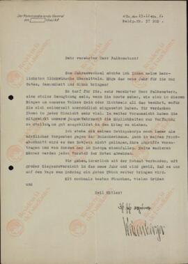 Weisenberger. "¡Muy respetado señor Falkenstern! 15 diciembre 1942"