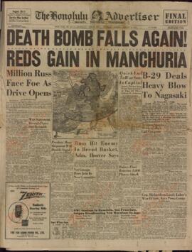 The Honolulu Advertiser. "Los rojos ganan en Manchuria". 9 agosto 1945