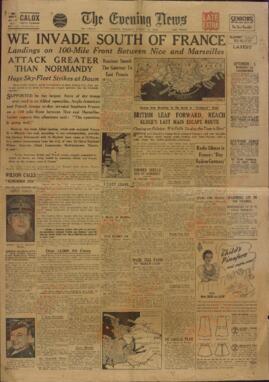 "The Evening News", 15 de Agosto de 1944, "Invadimos el Sur de Francia".