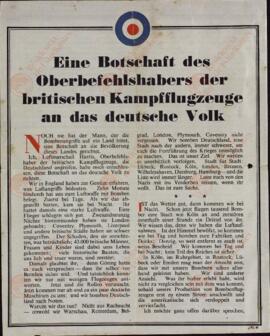 Harris, Arthur. " Un mensaje del Comandante en jefe de la aviación británica para el pueblo alemán"