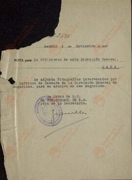 Censura de la Dirección General de Seguridad, Servicio de. Madrid, 4 de noviembre de 1942