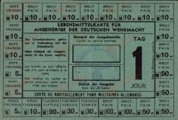 "Cartilla de racionamiento para miembros de la Wehrmacht alemana. 1 día"