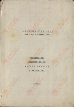 Informe sobre la Batalla de Cabo Matapán (27-30 de Marzo de 1941), traducido de un suplemento de "The London Gazette" del 29 de Julio de 1947