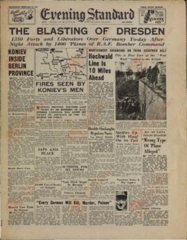 "Evening Standard", Miércoles 11 de Febrero de 1945