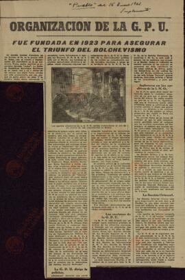 Organización de la G.P.U. Suplemento del "Pueblo". 16 enero 1943