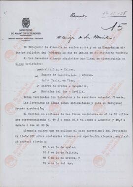 Jordana, conde de. Comunicado al Consejo de Ministros. Burgos, 17 noviembre 1938