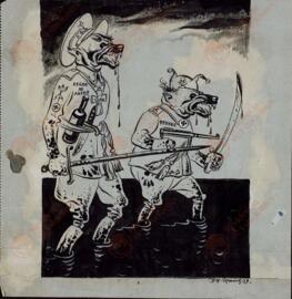 Efimov, Boris Y. (1899-2008): Caricaturas del Gen. Gonzalo Queipo de Llano (1875-1951)y el Gen. Francisco Franco (1892-1975). 1937