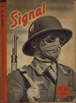 Signal. "Una prueba contra todos los climas. En África: el rostro del soldado alemán tras la máscara de arena" 2º Nº junio 1941.