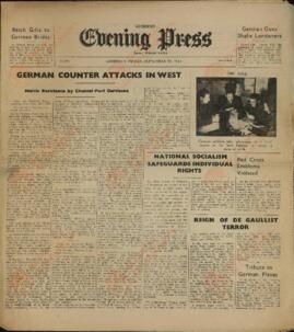 Evening Press. Guernsey, 15 Septiembre, 1944. Contraataque alemán en el oeste."