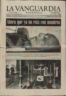 La Vanguardia. "Ahora que ya no está con nosotros" 21 noviembre 1975 (sobre la muerte de Franco)