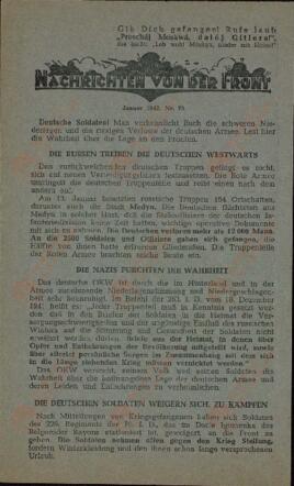 "Noticias del frente". Enero 1942. Nr. 73