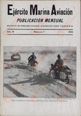 "Ejército, Marina y Aviación", Año IX, 1942: "Motociclistas Alemanes del Ejército Rommel Avanzan"