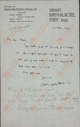 Liddell Hart, Basil Henry. Tenby, 15 febrero 1946