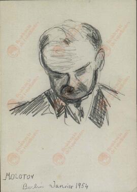 Retrato Viacheslav Molotov por M. Rivain. "Berlin Janvier 1954"