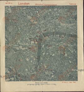 "Whitehall, Ministerio de guerra. Secreto. GB 1311 b". Mapa Londres. Septiembre 1940